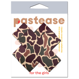Desert Camo X-Shaped Nipple Pasties – Camouflage Adhesive Breast Covers for Festivals & Raves