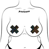 Shattered Glass Disco Ball Glitter Cross Nipple Pasties – Sparkling Festival Adhesive Covers