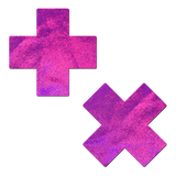Holographic Plus X Nipple Pasties – Iridescent Festival & Party Adhesive Covers