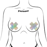 Holographic Plus X Nipple Pasties – Iridescent Festival & Party Adhesive Covers