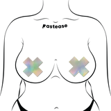 Holographic Plus X Nipple Pasties – Iridescent Festival & Party Adhesive Covers