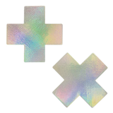Holographic Plus X Nipple Pasties – Iridescent Festival & Party Adhesive Covers