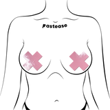 Faux Latex Pleather Vinyl Cross Nipple Pasties – Glossy Festival & Costume Covers