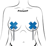 Denim Star Tassel Nipple Pasties with Long Rhinestone Tassels – Festival Adhesive Covers
