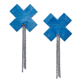 Denim Star Tassel Nipple Pasties with Long Rhinestone Tassels – Festival Adhesive Covers
