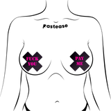 Black & Pink Graphic Cross Nipple Pasties – Bold Adhesive Covers for Festivals & Parties