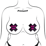 Black & Pink Graphic Cross Nipple Pasties – Bold Adhesive Covers for Festivals & Parties
