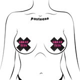 Black & Pink Graphic Cross Nipple Pasties – Bold Festival & Party Adhesive Covers