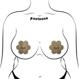 Nude Flower Pierced Nipple Pasties with Stainless Steel Barbell | Reusable Adhesive Petal Covers