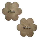 Nude Flower Pierced Nipple Pasties with Stainless Steel Barbell | Reusable Adhesive Petal Covers