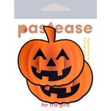 Halloween Spooky Jack O' Lantern Pumpkin Nipple Pasties | Waterproof Latex-Free Adhesive Breast Covers