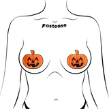 Halloween Spooky Jack O' Lantern Pumpkin Nipple Pasties | Waterproof Latex-Free Adhesive Breast Covers
