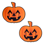 Halloween Spooky Jack O' Lantern Pumpkin Nipple Pasties | Waterproof Latex-Free Adhesive Breast Covers