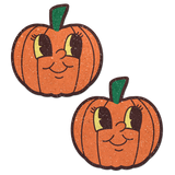 Cute Pumpkin Jack-O'-Lantern Face Nipple Covers – Halloween Glitter Velvet Breast Pasties