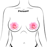 Pink Glitter Velvet Rose Flower Nipple Covers – Blooming Floral Adhesive Pasties