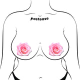 Pink Glitter Velvet Rose Flower Nipple Covers – Blooming Floral Adhesive Pasties