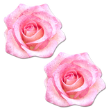 Pink Glitter Velvet Rose Flower Nipple Covers – Blooming Floral Adhesive Pasties