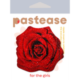 Pink Glitter Velvet Rose Flower Nipple Covers – Blooming Floral Adhesive Pasties