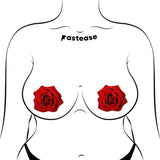 Pink Glitter Velvet Rose Flower Nipple Covers – Blooming Floral Adhesive Pasties