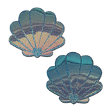 Opalescent Purple & Gold Mermaid Shell Pasties | Waterproof Reusable Glitter Seashell Nipple Covers