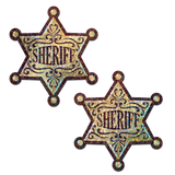 Golden Glitter Sheriff Star Nipple Pasties | Western Badge Costume Adhesive Covers