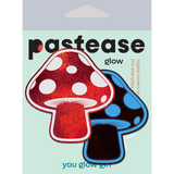 Glow in the Dark Red & White Mushroom Nipple Pasties | Waterproof Adhesive Festival Covers