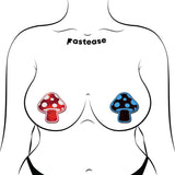 Glow in the Dark Red & White Mushroom Nipple Pasties | Waterproof Adhesive Festival Covers