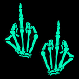 Glow in the Dark Skeleton Hand Middle Finger Pasties – Waterproof Latex-Free Adhesive Nipple Covers for Halloween & Festivals