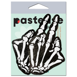 Glow in the Dark Skeleton Hand Middle Finger Pasties – Waterproof Latex-Free Adhesive Nipple Covers for Halloween & Festivals