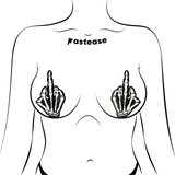 Glow in the Dark Skeleton Hand Middle Finger Pasties – Waterproof Latex-Free Adhesive Nipple Covers for Halloween & Festivals