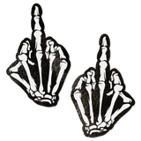 Glow in the Dark Skeleton Hand Middle Finger Pasties – Waterproof Latex-Free Adhesive Nipple Covers for Halloween & Festivals