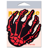 Boney Skeleton Hands on Black Nipple Covers – Halloween Adhesive Costume Pasties