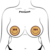 Trippy Smiley Face Three-Eyed Yellow Glitter Velvet Pasties