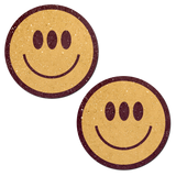 Trippy Smiley Face Three-Eyed Yellow Glitter Velvet Pasties