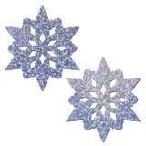 Silver Glitter Snowflake Nipple Pasties – Waterproof Winter Festival Adhesive Covers