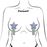 Silver Glitter Star Tassel Nipple Covers – Adhesive Star Pasties with Fringe