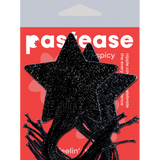 Black Sparkle Star Tassel Nipple Covers – Long Fringe Adhesive Festival Star Pasties