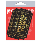 One Way Ticket to Pound Town Gold Glitter Pasties | Reusable Waterproof Nipple Covers