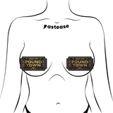 One Way Ticket to Pound Town Gold Glitter Pasties | Reusable Waterproof Nipple Covers