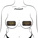 One Way Ticket to Pound Town Gold Glitter Pasties | Reusable Waterproof Nipple Covers