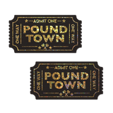 One Way Ticket to Pound Town Gold Glitter Pasties | Reusable Waterproof Nipple Covers