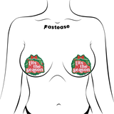 Holiday Green Wreath Glitter Velvet Breast Pasties | Waterproof Adhesive Nipple Covers