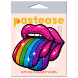 Taste the Rainbow Sparkling Tongue Out Breast Covers | Glitter Pride Pasties | Waterproof Nipple Covers