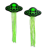 Glow in the Dark Neon Green UFO Alien Tassel Nipple Pasties