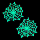 Glow in the Dark Glitter Spider Web Nipple Covers – Waterproof Reusable Halloween Pasties