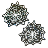 Glow in the Dark Glitter Spider Web Nipple Covers – Waterproof Reusable Halloween Pasties