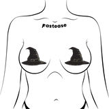 Disco Black Spooky Witches Hat Breast Pasties – Halloween Glitter Nipple Covers for Festivals & Costumes