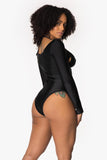 Custom Group Order Long Sleeve Slashed Front Bodysuit with Bikini Top