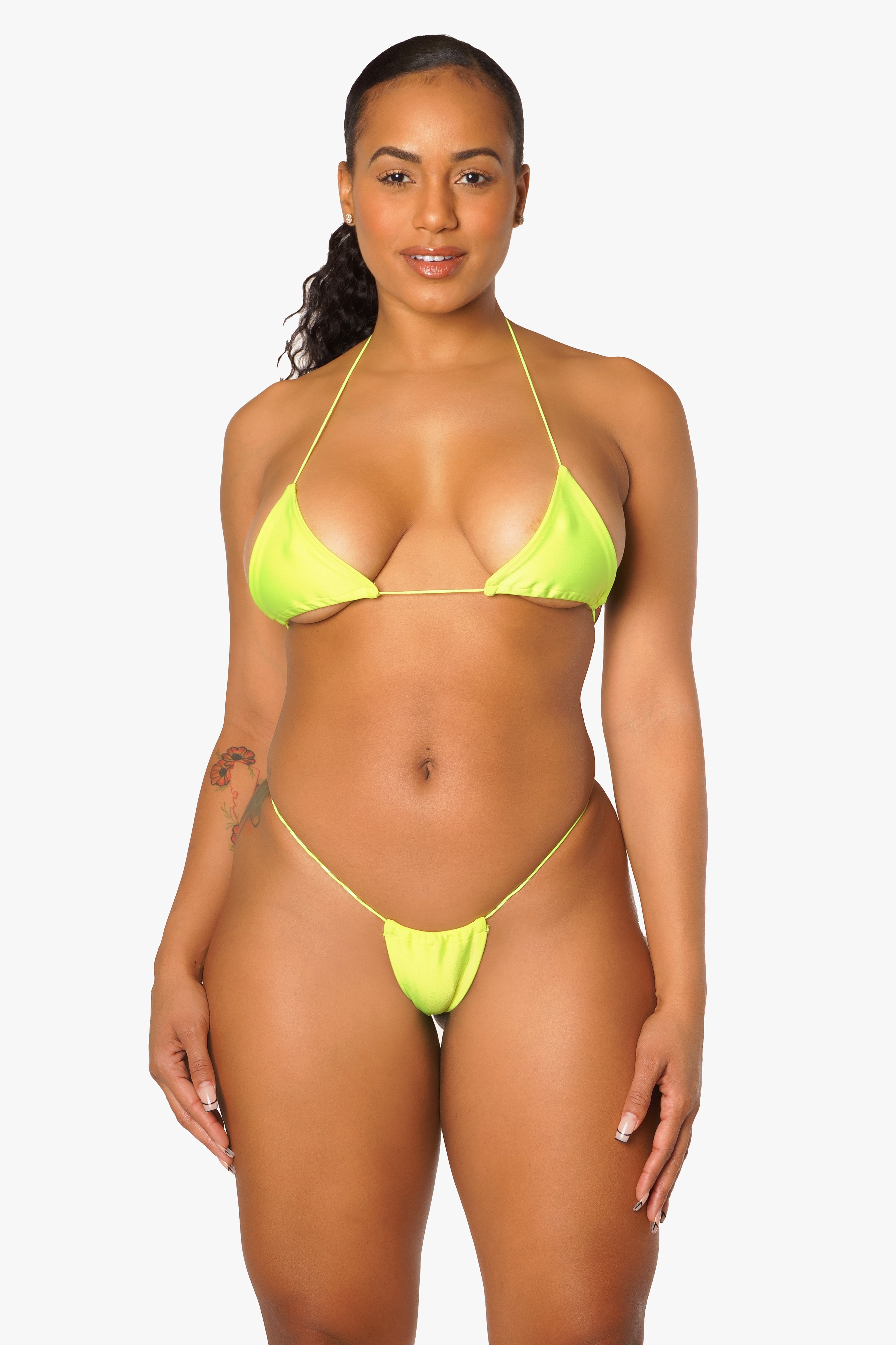 Neon Yellow Micro Mini Bikini Set - One Size