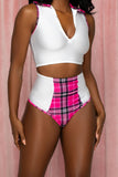 White Pink Plaid Ultra High Waisted Bottoms